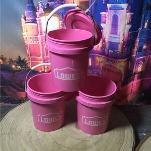Lowes mini bucket w/lid pink 3 inch lot lot -NEW